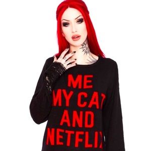 Killstar Me, My Cat & Netflix Distressed Sweater